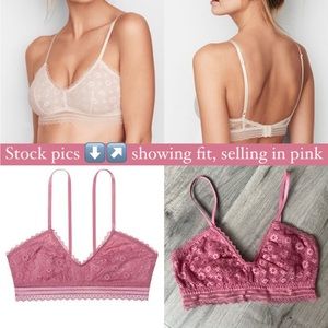 NWOT Victoria’s Secret Scoop Neck Lace Bralette, Dusty Pink